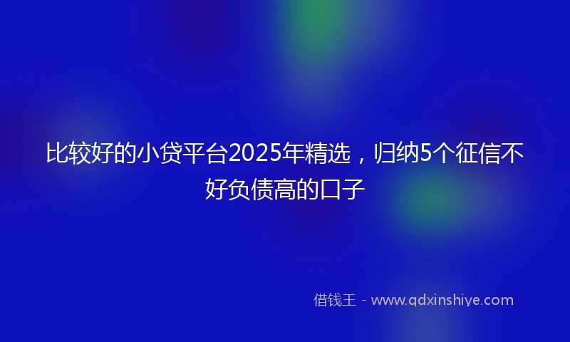 比较好的小贷平台2025年精选,归纳5个征信不好负债高的口子