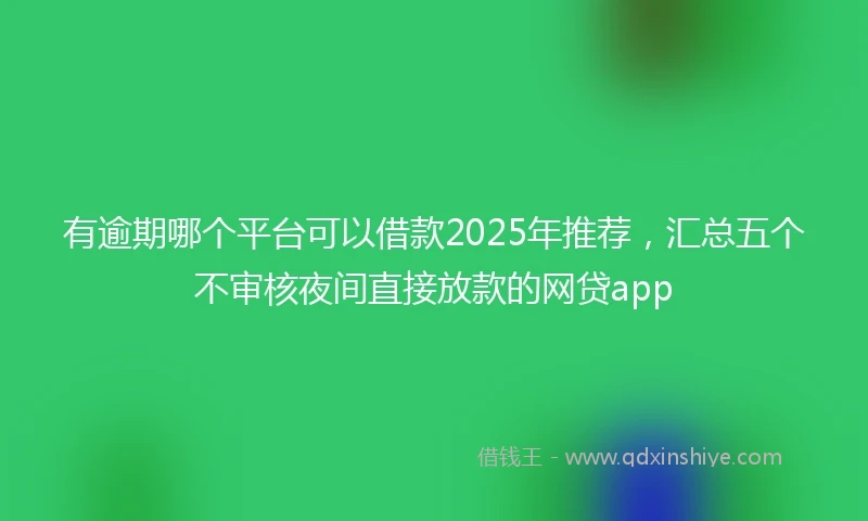 有逾期哪个平台可以借款2025年推荐，汇总五个不审核夜间直接放款的网贷app