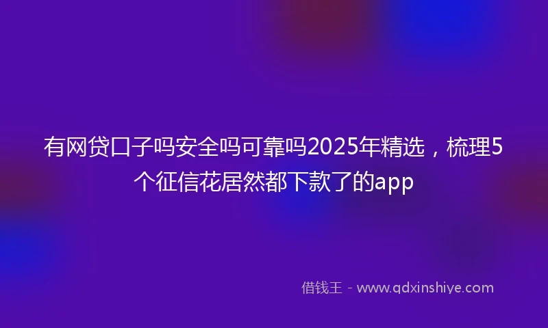 有网贷口子吗安全吗可靠吗2025年精选，梳理5个征信花居然都下款了的app