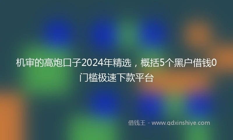 机审的高炮口子2024年精选，概括5个黑户借钱0门槛极速下款平台