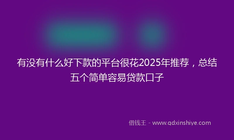 有没有什么好下款的平台很花2025年推荐，总结五个简单容易贷款口子