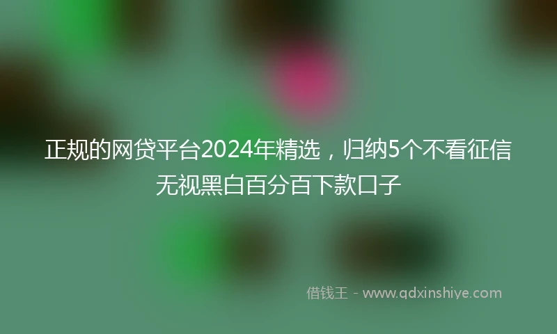 正规的网贷平台2024年精选，归纳5个不看征信无视黑白百分百下款口子