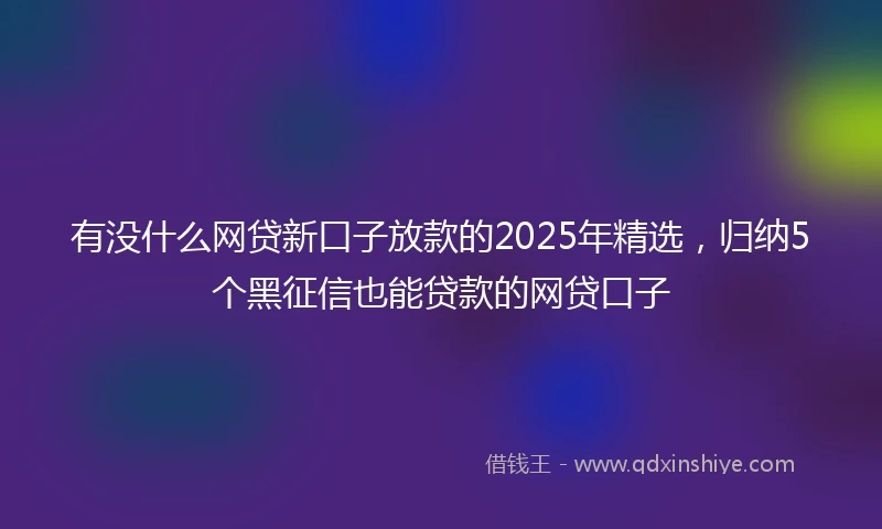 有没什么网贷新口子放款的2025年精选，归纳5个黑征信也能贷款的网贷口子