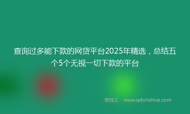 查询过多能下款的网贷平台2025年精选，总结五个5个无视一切下款的平台