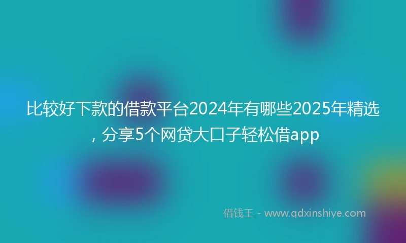 比较好下款的借款平台2024年有哪些2025年精选，分享5个网贷大口子轻松借app