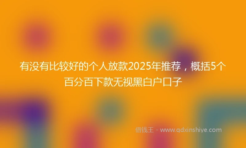 有没有比较好的个人放款2025年推荐，概括5个百分百下款无视黑白户口子