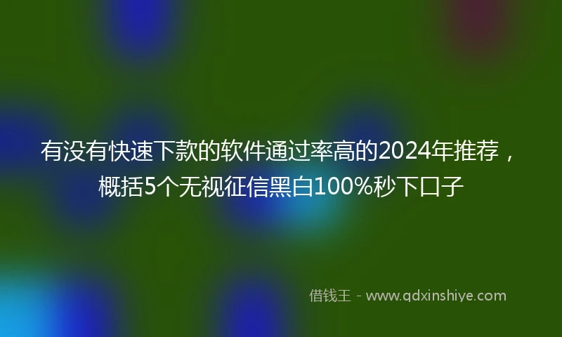 有没有快速下款的软件通过率高的2024年推荐，概括5个无视征信黑白100%秒下口子