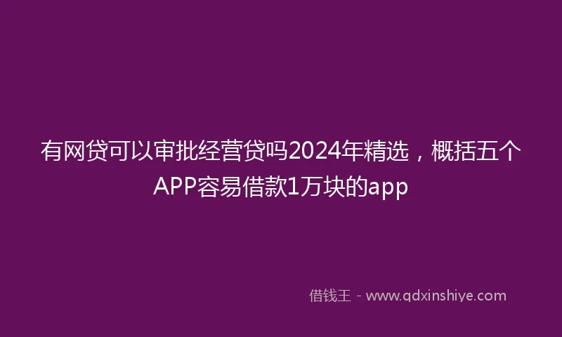 有网贷可以审批经营贷吗2024年精选，概括五个APP容易借款1万块的app