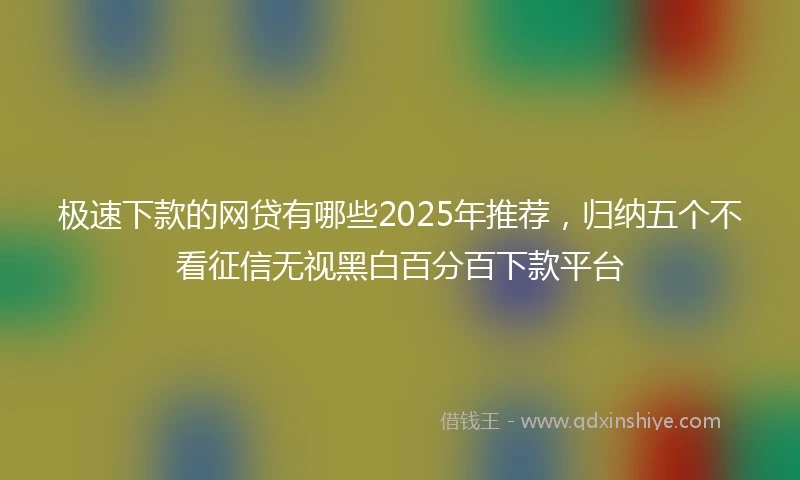 极速下款的网贷有哪些2025年推荐，归纳五个不看征信无视黑白百分百下款平台