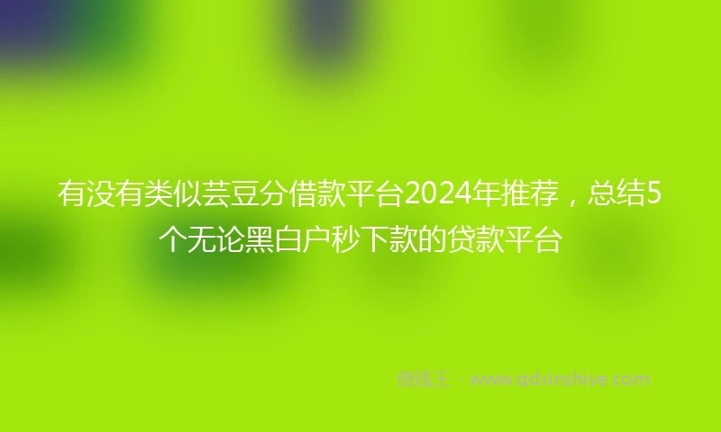 有没有类似芸豆分借款平台2024年推荐，总结5个无论黑白户秒下款的贷款平台