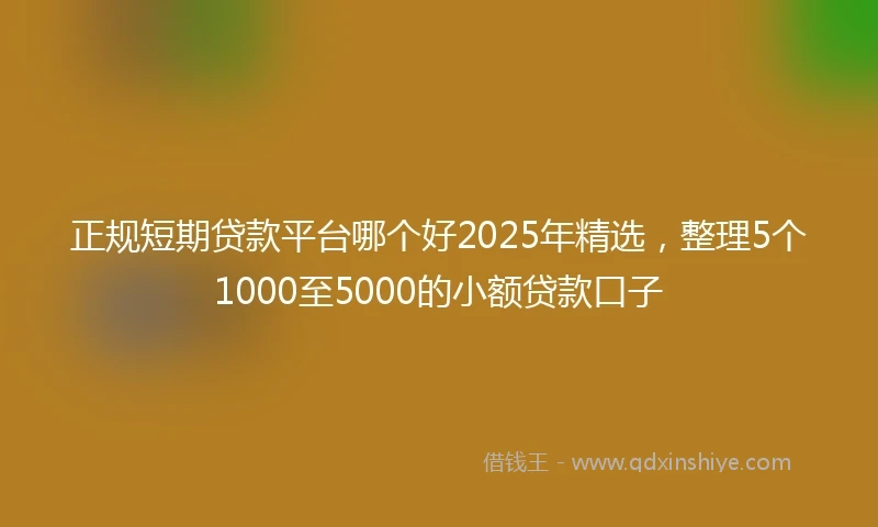 正规短期贷款平台哪个好2025年精选，整理5个1000至5000的小额贷款口子