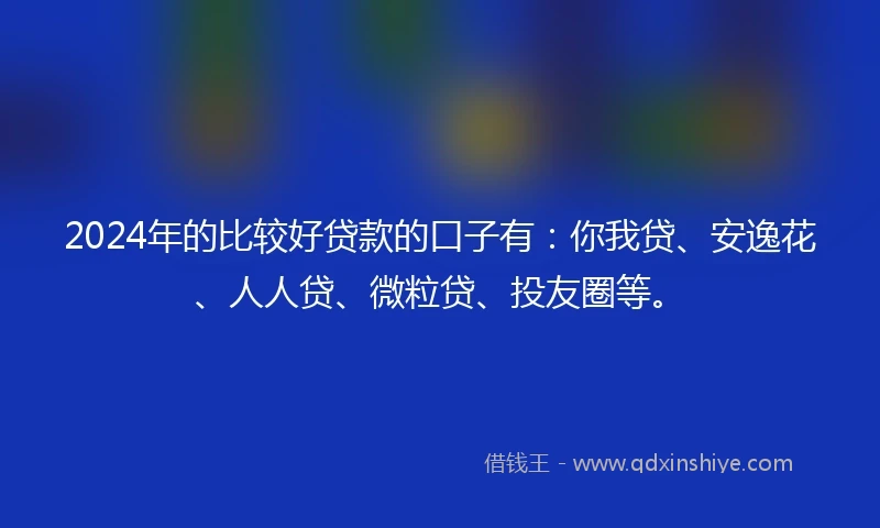 2024年的比较好贷款的口子有：你我贷、安逸花、人人贷、微粒贷、投友圈等。