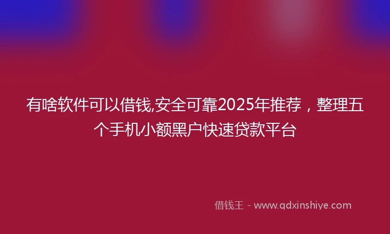 有啥软件可以借钱,安全可靠2025年推荐，整理五个手机小额黑户快速贷款平台