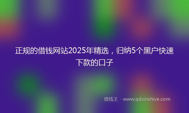 正规的借钱网站2025年精选，归纳5个黑户快速下款的口子