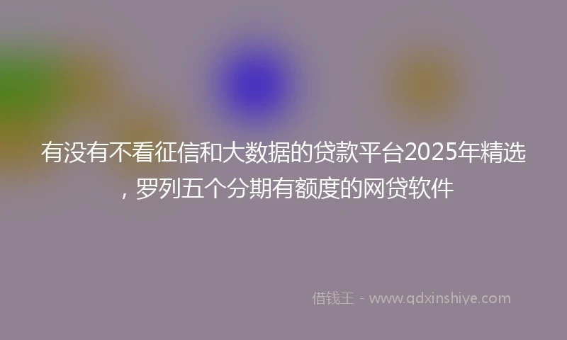 有没有不看征信和大数据的贷款平台2025年精选，罗列五个分期有额度的网贷软件