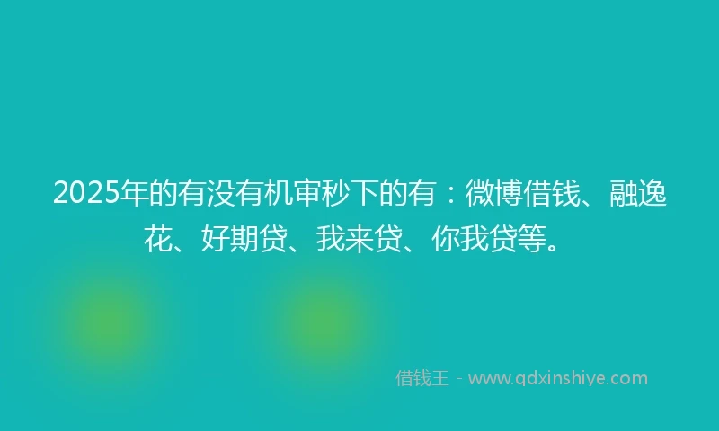 2025年的有没有机审秒下的有：微博借钱、融逸花、好期贷、我来贷、你我贷等。