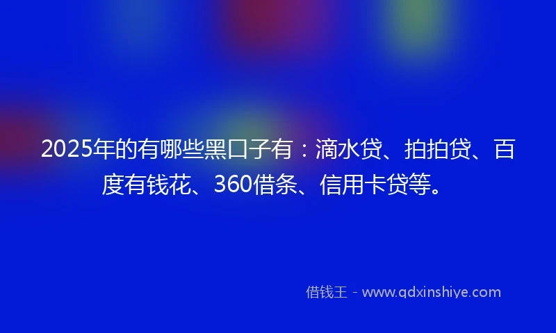 2025年的有哪些黑口子有：滴水贷、拍拍贷、百度有钱花、360借条、信用卡贷等。