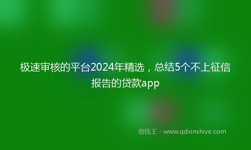 极速审核的平台2024年精选，总结5个不上征信报告的贷款app