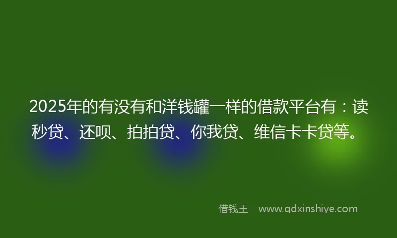 2025年的有没有和洋钱罐一样的借款平台有：读秒贷、还呗、拍拍贷、你我贷、维信卡卡贷等。