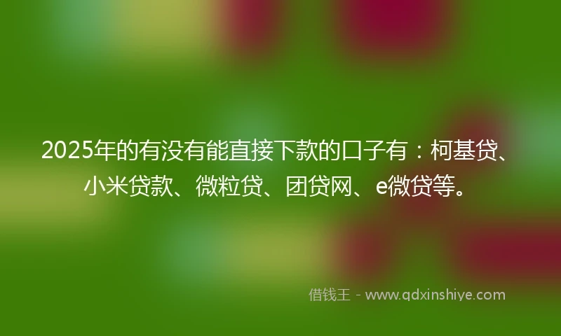 2025年的有没有能直接下款的口子有：柯基贷、小米贷款、微粒贷、团贷网、e微贷等。