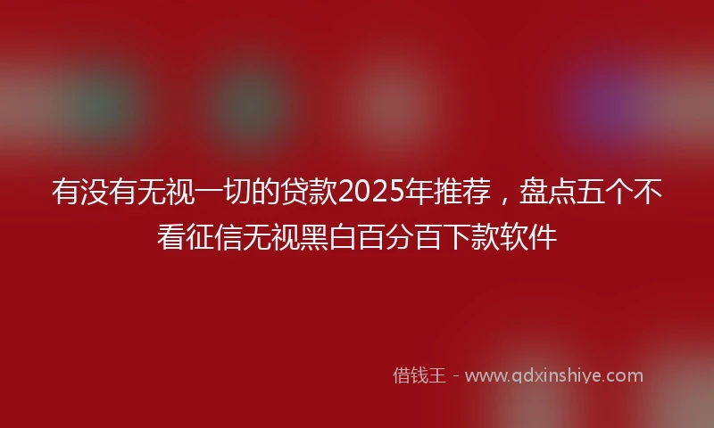 有没有无视一切的贷款2025年推荐，盘点五个不看征信无视黑白百分百下款软件
