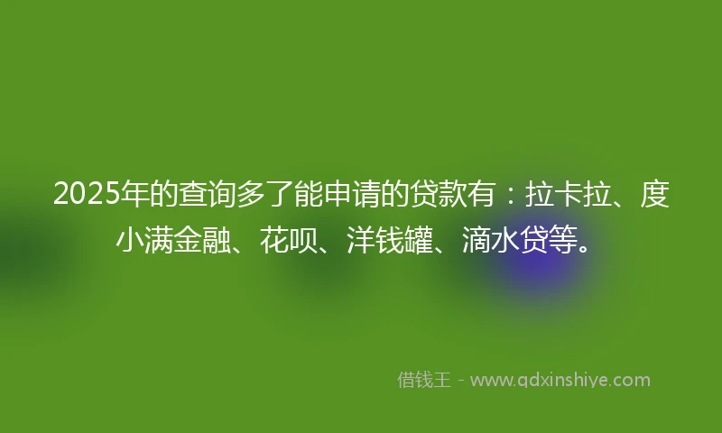 2025年的查询多了能申请的贷款有：拉卡拉、度小满金融、花呗、洋钱罐、滴水贷等。