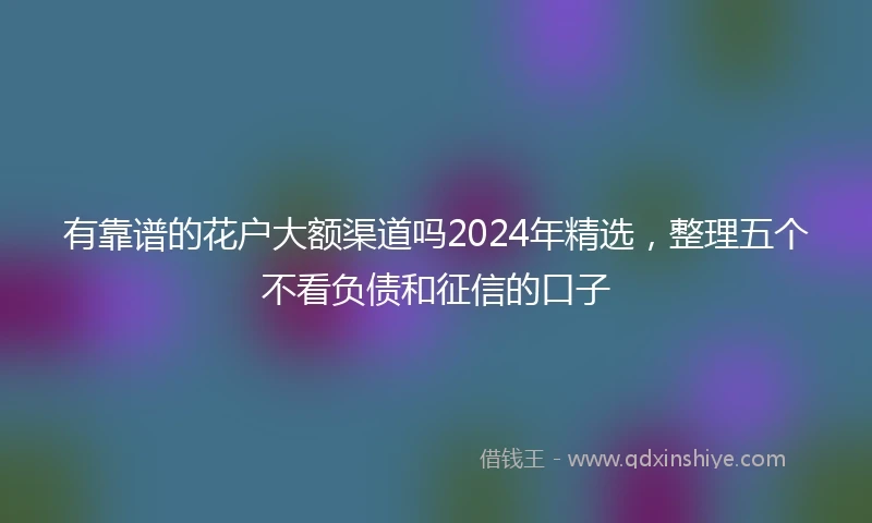 有靠谱的花户大额渠道吗2024年精选，整理五个不看负债和征信的口子