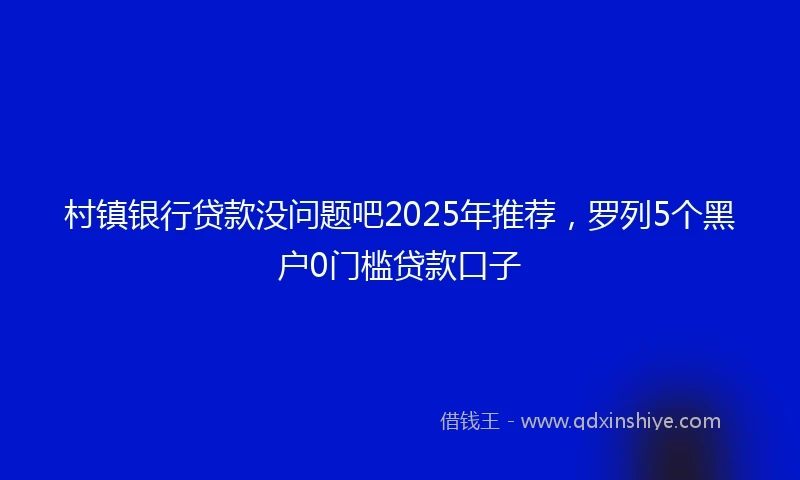 村镇银行贷款没问题吧2025年推荐，罗列5个黑户0门槛贷款口子