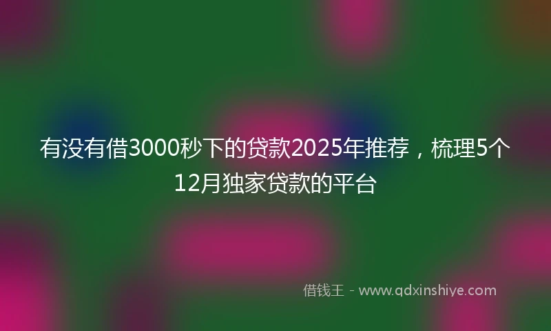 有没有借3000秒下的贷款2025年推荐，梳理5个12月独家贷款的平台