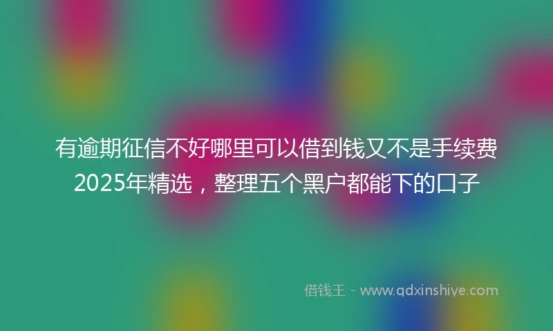 有逾期征信不好哪里可以借到钱又不是手续费2025年精选，整理五个黑户都能下的口子