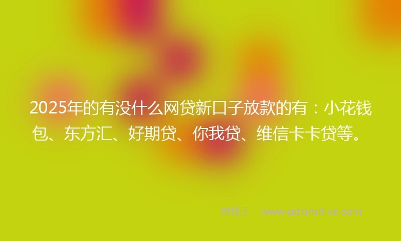 2025年的有没什么网贷新口子放款的有：小花钱包、东方汇、好期贷、你我贷、维信卡卡贷等。