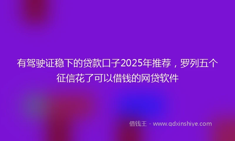 有驾驶证稳下的贷款口子2025年推荐，罗列五个征信花了可以借钱的网贷软件