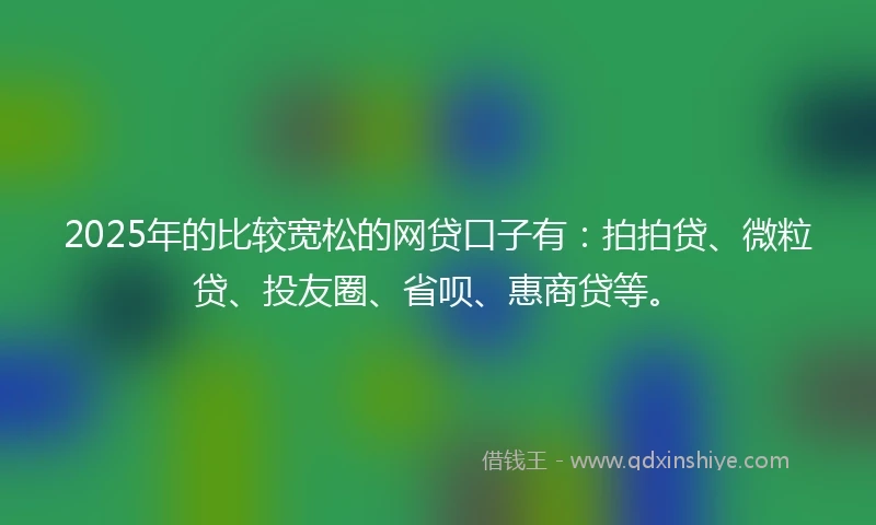 2025年的比较宽松的网贷口子有：拍拍贷、微粒贷、投友圈、省呗、惠商贷等。