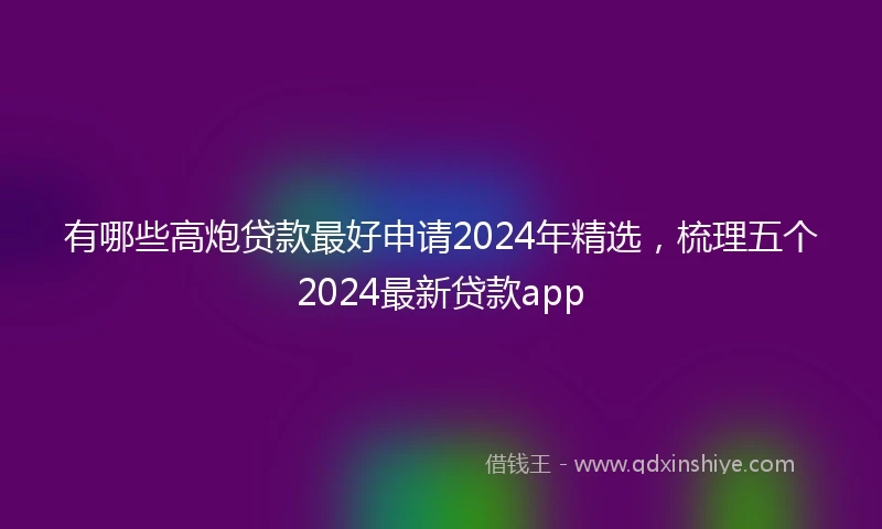 有哪些高炮贷款最好申请2024年精选，梳理五个2024最新贷款app