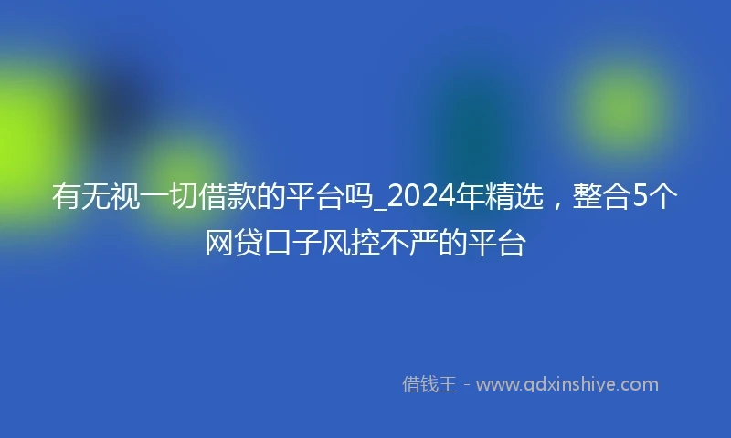 有无视一切借款的平台吗_2024年精选，整合5个网贷口子风控不严的平台