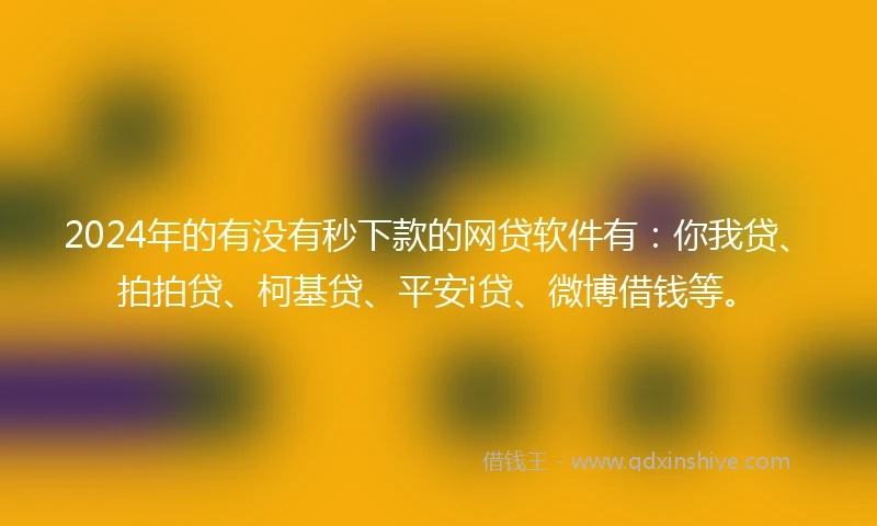 2024年的有没有秒下款的网贷软件有：你我贷、拍拍贷、柯基贷、平安i贷、微博借钱等。