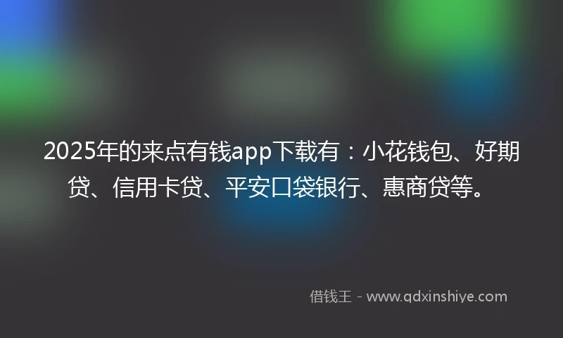 2025年的来点有钱app下载有：小花钱包、好期贷、信用卡贷、平安口袋银行、惠商贷等。