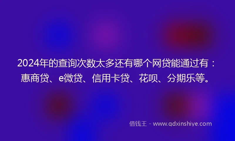 2024年的查询次数太多还有哪个网贷能通过有：惠商贷、e微贷、信用卡贷、花呗、分期乐等。