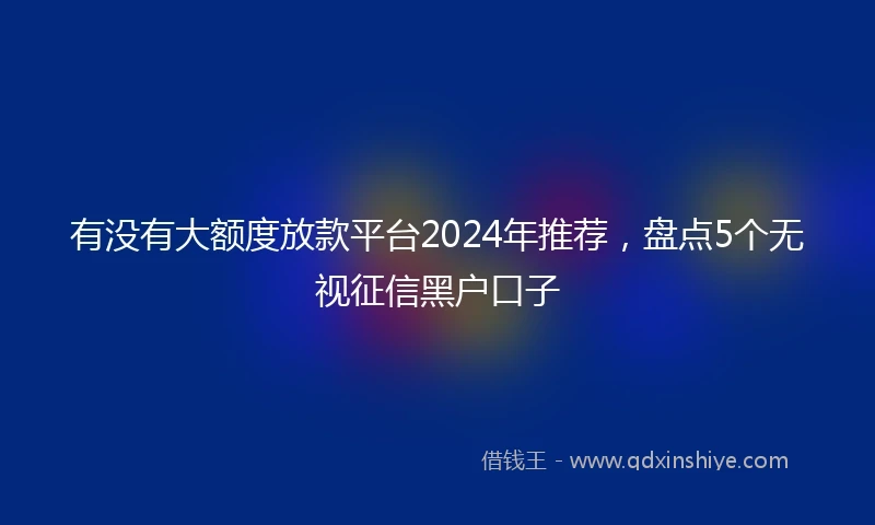 有没有大额度放款平台2024年推荐，盘点5个无视征信黑户口子