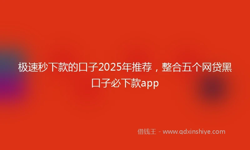 极速秒下款的口子2025年推荐，整合五个网贷黑口子必下款app