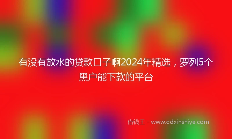 有没有放水的贷款口子啊2024年精选，罗列5个黑户能下款的平台