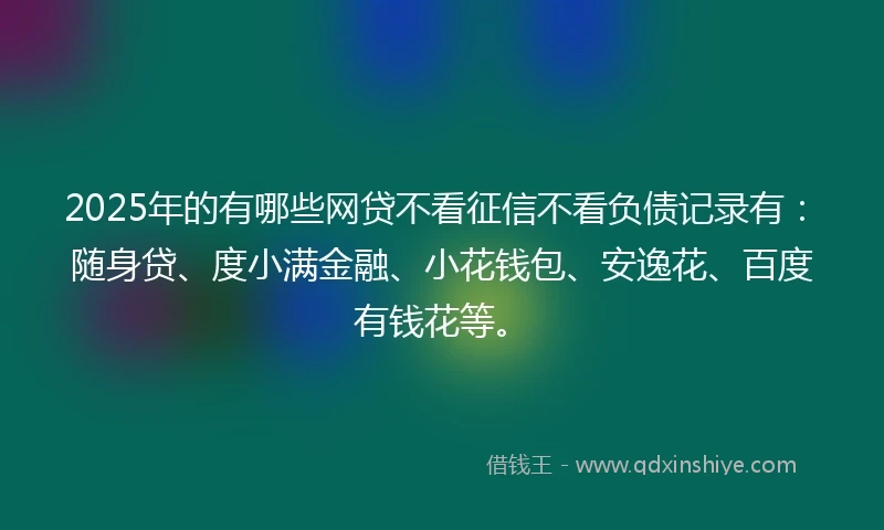 2025年的有哪些网贷不看征信不看负债记录有：随身贷、度小满金融、小花钱包、安逸花、百度有钱花等。