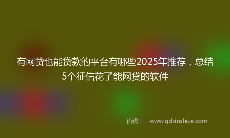 有网贷也能贷款的平台有哪些2025年推荐，总结5个征信花了能网贷的软件
