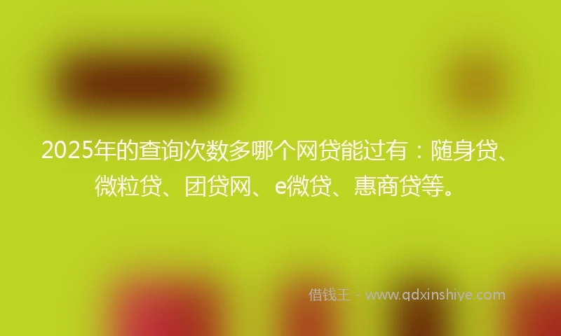 2025年的查询次数多哪个网贷能过有：随身贷、微粒贷、团贷网、e微贷、惠商贷等。
