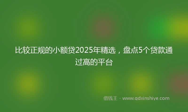 比较正规的小额贷2025年精选，盘点5个贷款通过高的平台