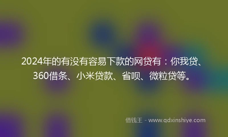 2024年的有没有容易下款的网贷有：你我贷、360借条、小米贷款、省呗、微粒贷等。