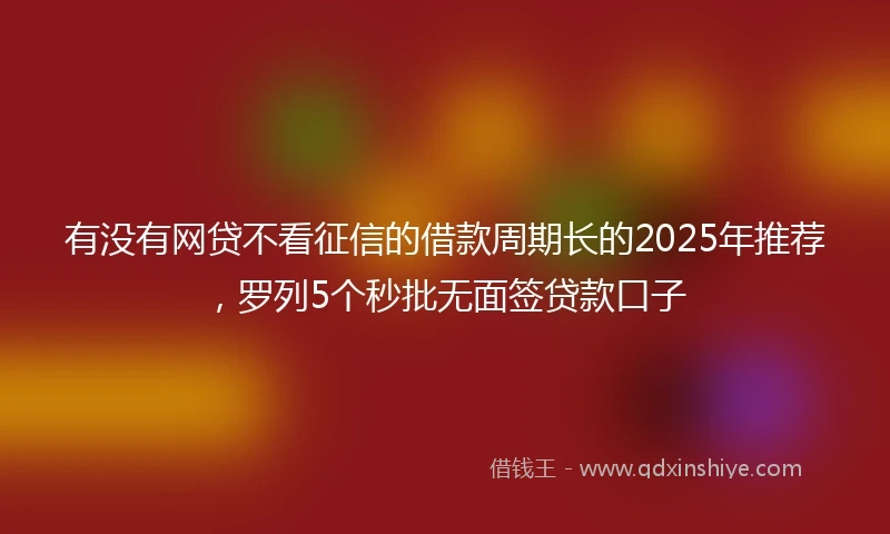 有没有网贷不看征信的借款周期长的2025年推荐，罗列5个秒批无面签贷款口子
