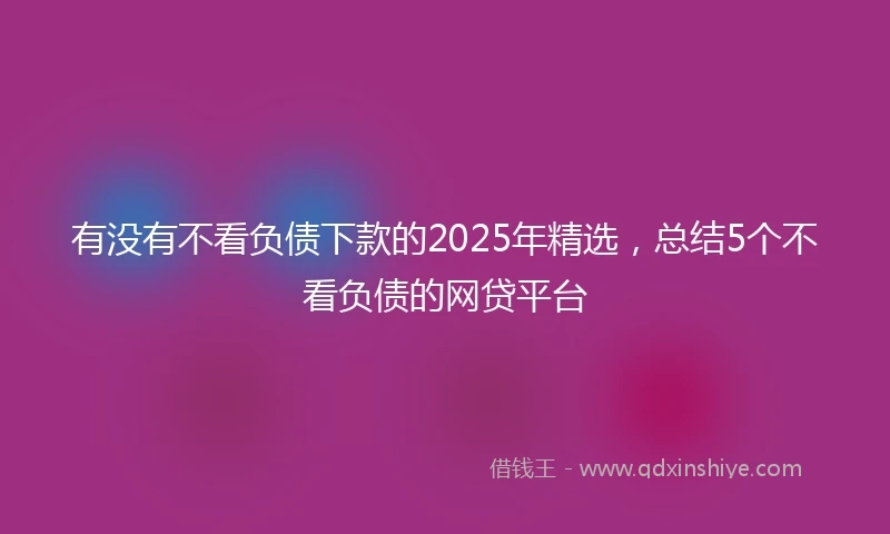 有没有不看负债下款的2025年精选，总结5个不看负债的网贷平台