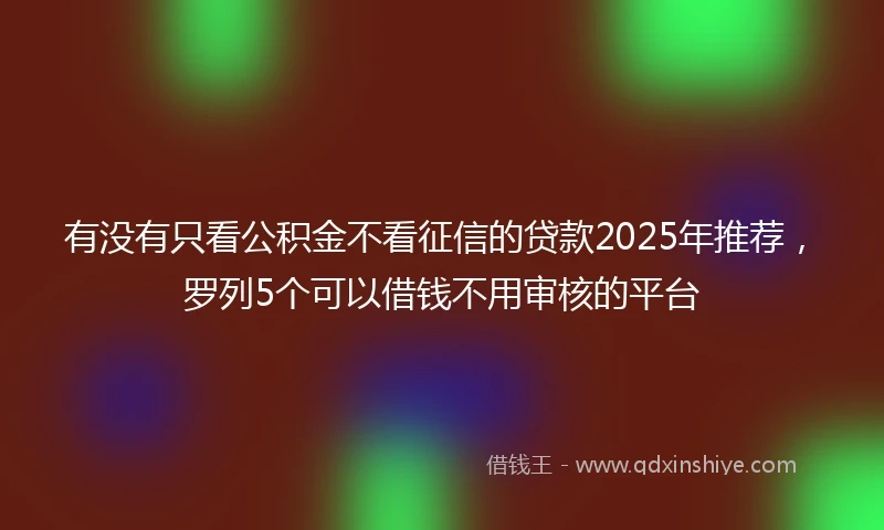 有没有只看公积金不看征信的贷款2025年推荐，罗列5个可以借钱不用审核的平台