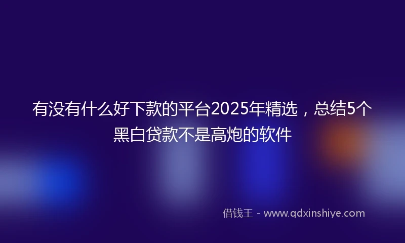 有没有什么好下款的平台2025年精选，总结5个黑白贷款不是高炮的软件